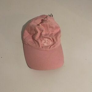 Kid’s Pink Baseball Cap with Kansas City Chiefs embroidered logo. Monochrome.